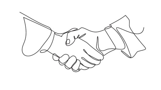 Continuous,Line,Drawing,Of,Handshake.,Handshaking,Of,Business,Partners,Drawn