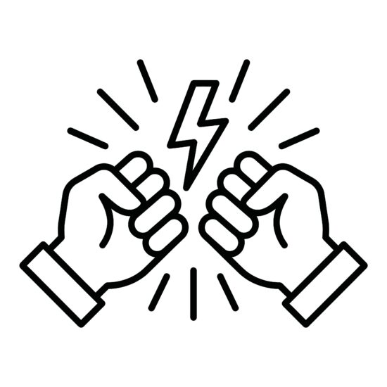 fists lightning bolt