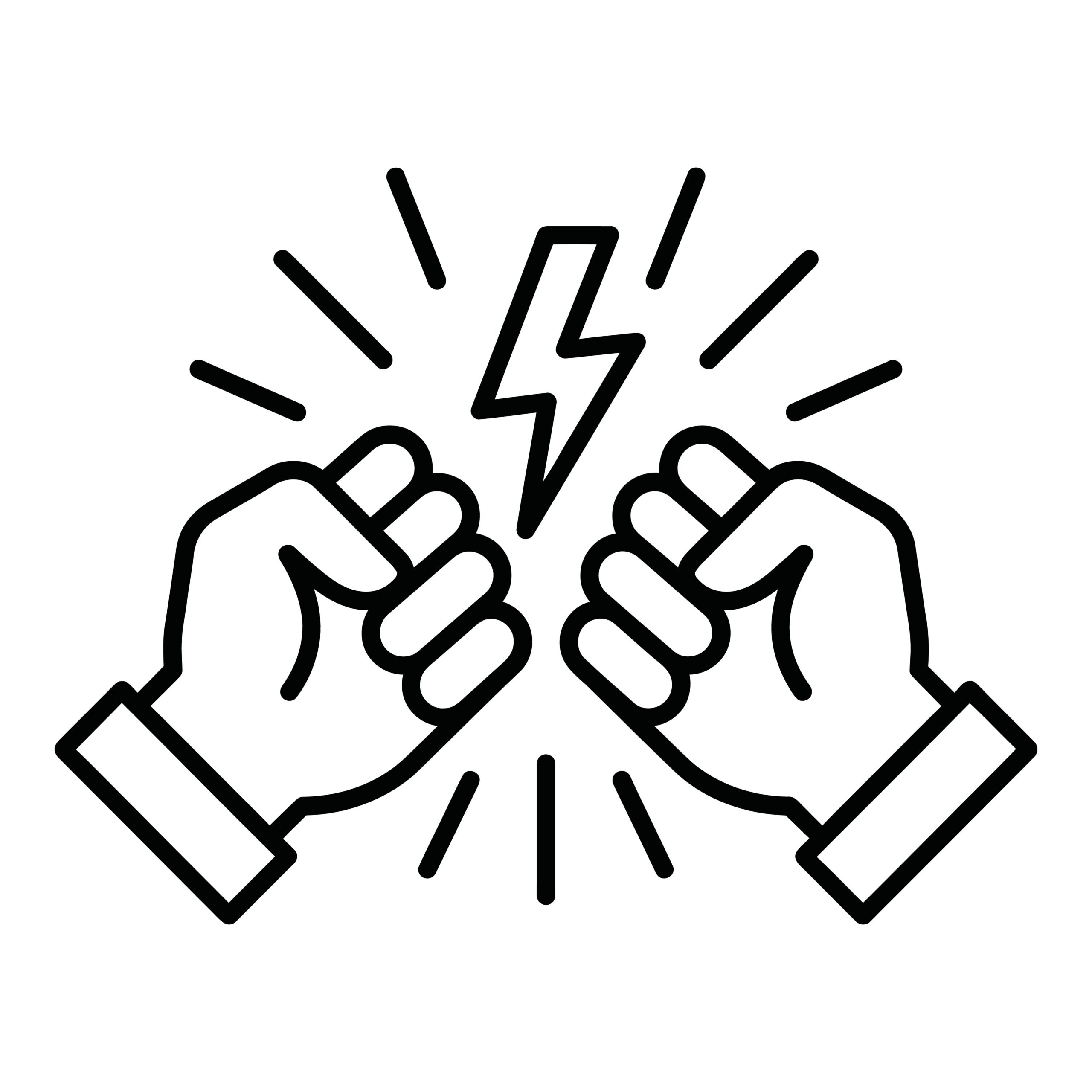 fists lightning bolt